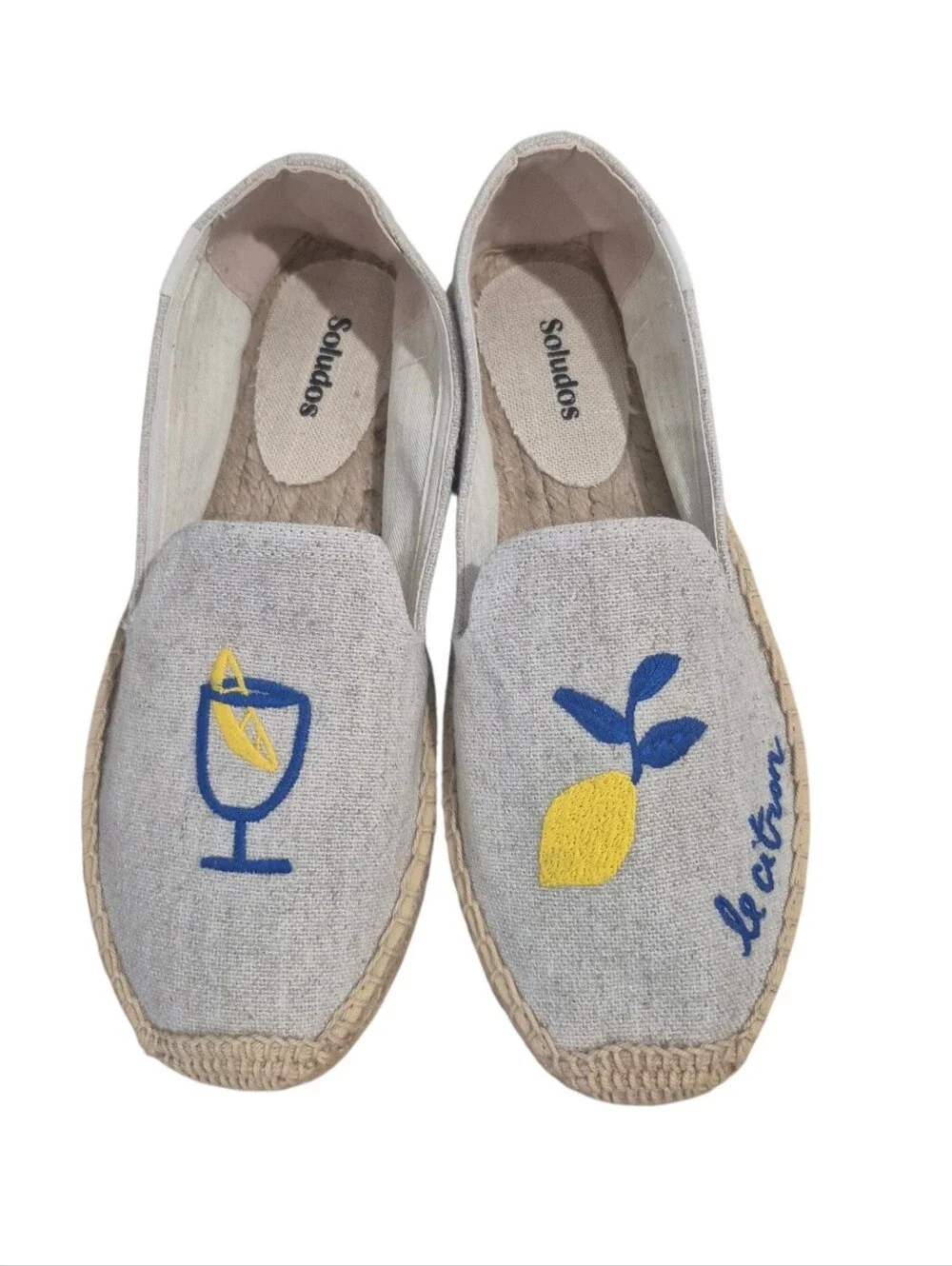 New Soludos Limoncello Espadrille Smoking Size 7 Loafer Shoes Tan Lemon